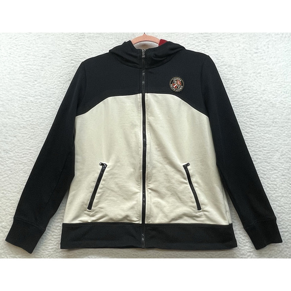 Lauren Ralph Lauren Tops - Lauren Ralph Lauren Active Hoodie Womens Large Black Cream Full Zip Logo LRL